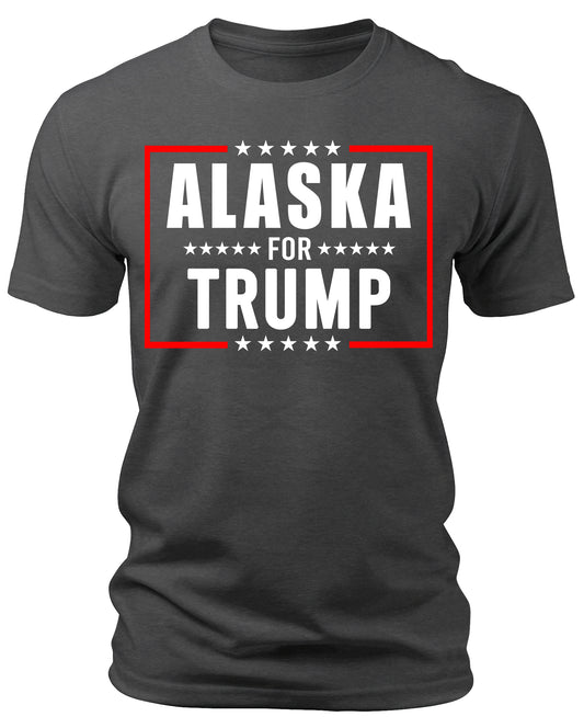 Men's Alaska for Trump 2024 T-Shirts Short Patriotic Sleeve Crewneck Graphic Tees