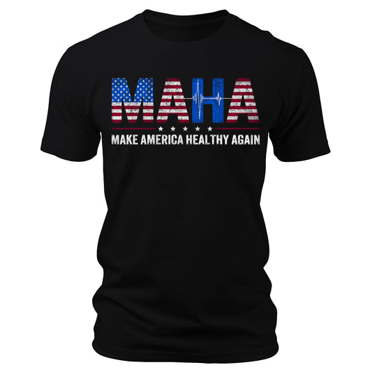 MAHA Shirt Make American Healthy Again T-Shirt Patriotic American Flag Graphic Tee