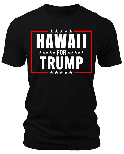 Men's Hawaii for Trump 2024 T-Shirts Short Patriotic Sleeve Crewneck Graphic Tees