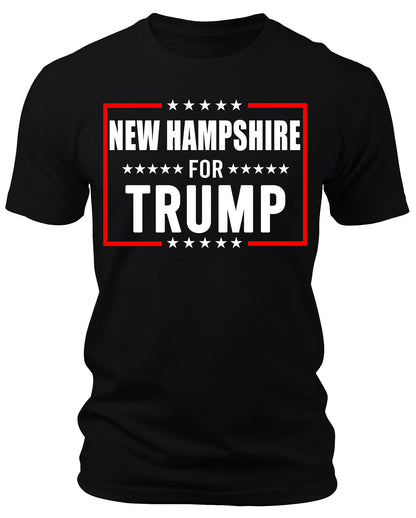 Men's New Hampshire for Trump 2024 T-Shirts Short Patriotic Sleeve Crewneck Graphic Tees