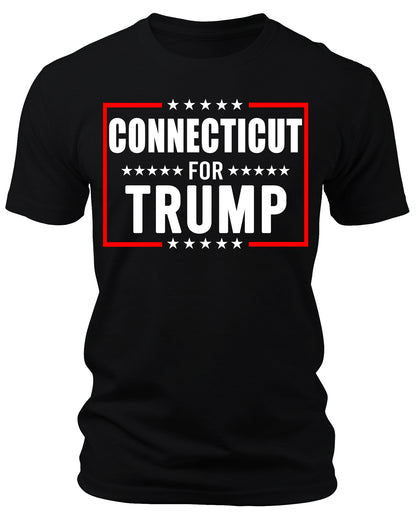 Men's Connecticut for Trump 2024 T-Shirts Short Patriotic Sleeve Crewneck Graphic Tees