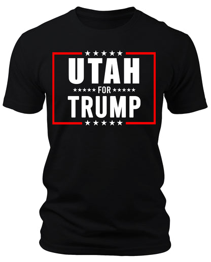 Men's Utah for Trump 2024 T-Shirts Short Patriotic Sleeve Crewneck Graphic Tees