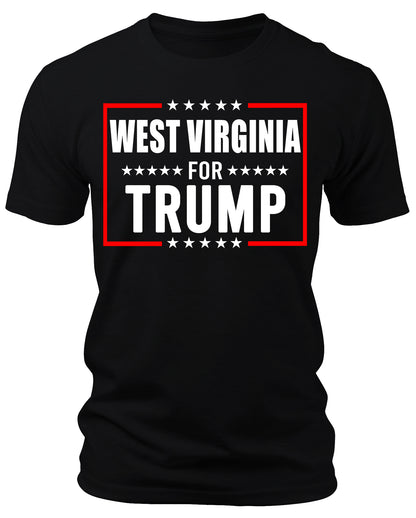 Men's West Virginia for Trump 2024 T-Shirts Short Patriotic Sleeve Crewneck Graphic Tees