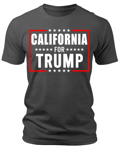 Men's California for Trump 2024 T-Shirts Short Patriotic Sleeve Crewneck Graphic Tees