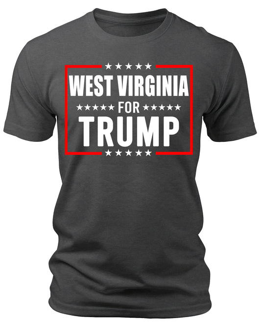 Men's West Virginia for Trump 2024 T-Shirts Short Patriotic Sleeve Crewneck Graphic Tees