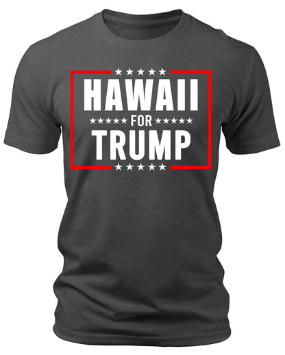 Men's Hawaii for Trump 2024 T-Shirts Short Patriotic Sleeve Crewneck Graphic Tees