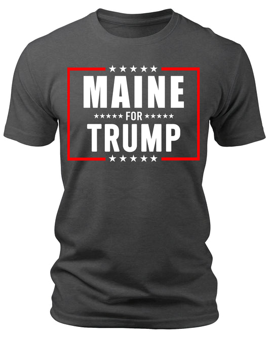 Men's Maine for Trump 2024 T-Shirts Short Patriotic Sleeve Crewneck Graphic Tees