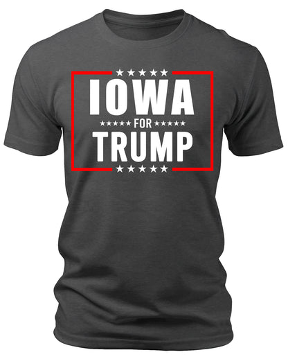 Men's Iowa for Trump 2024 T-Shirts Short Patriotic Sleeve Crewneck Graphic Tees