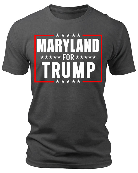 Men's Maryland for Trump 2024 T-Shirts Short Patriotic Sleeve Crewneck Graphic Tees