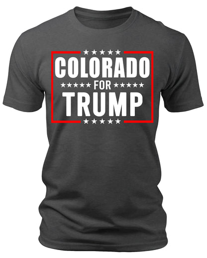 Men's Colorado for Trump 2024 T-Shirts Short Patriotic Sleeve Crewneck Graphic Tees