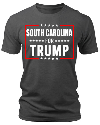 Men's South Carolina for Trump 2024 T-Shirts Short Patriotic Sleeve Crewneck Graphic Tees