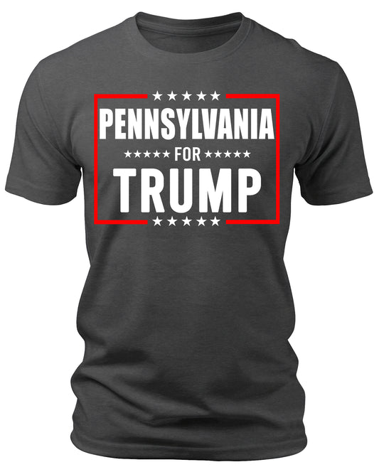 Men's Pennyslvania for Trump 2024 T-Shirts Short Patriotic Sleeve Crewneck Graphic Tees