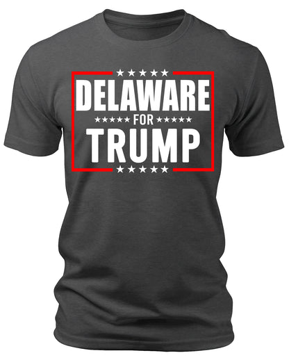 Men's Delaware for Trump 2024 T-Shirts Short Patriotic Sleeve Crewneck Graphic Tees