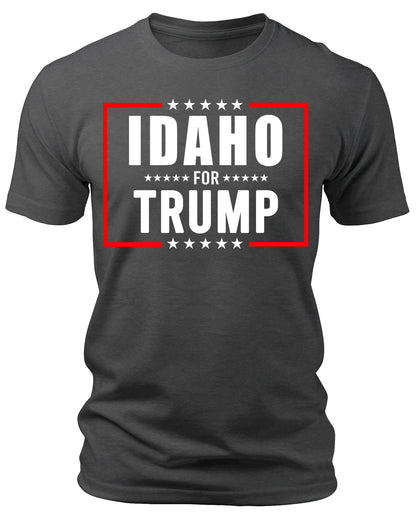 Men's Idaho for Trump 2024 T-Shirts Short Patriotic Sleeve Crewneck Graphic Tees