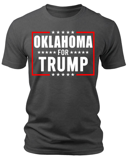 Men's Oklahoma for Trump 2024 T-Shirts Short Patriotic Sleeve Crewneck Graphic Tees