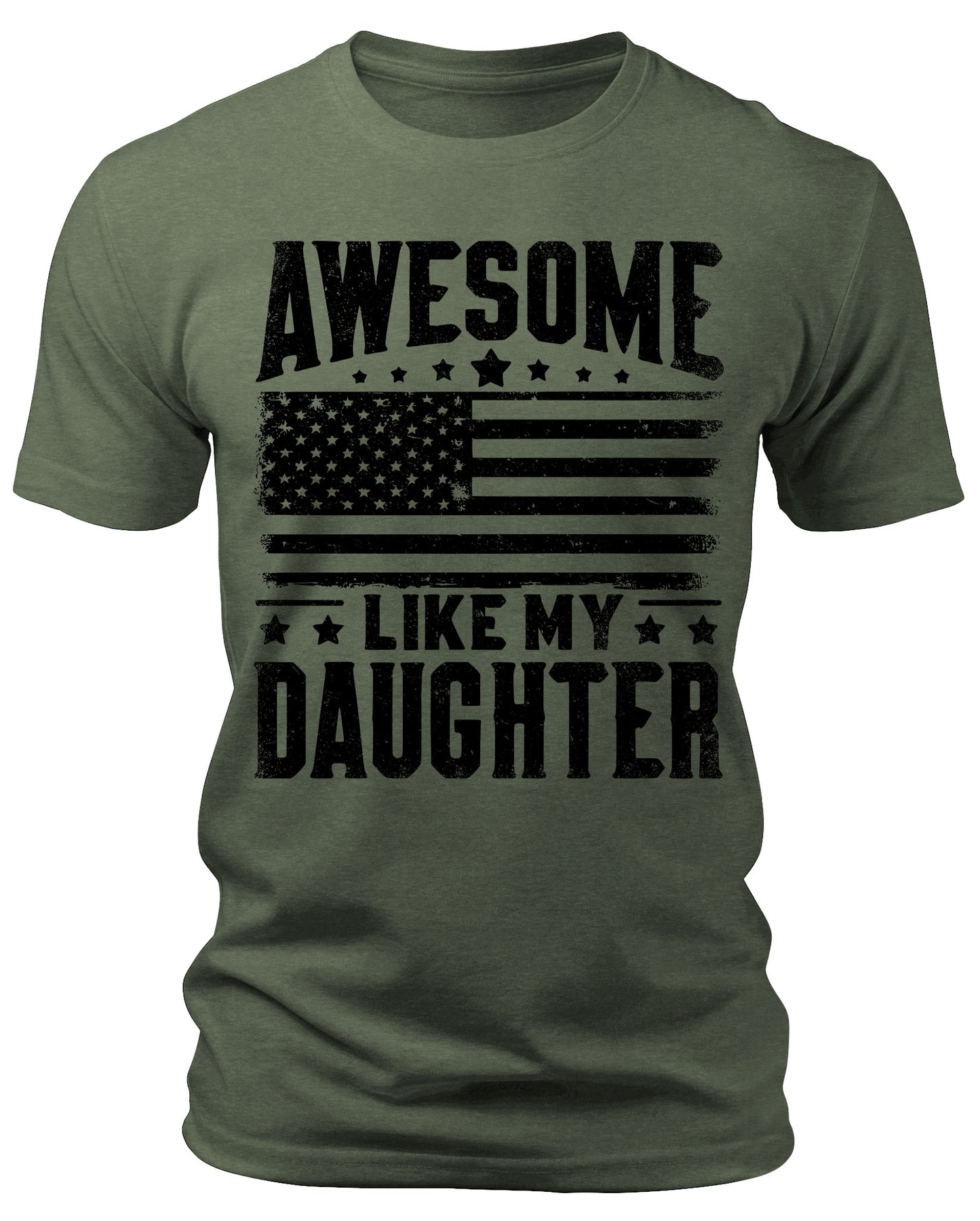 Men's Awesome Like My Daughter Flag T-Shirts Patriotic Short Sleeve Crewneck Graphic Tees