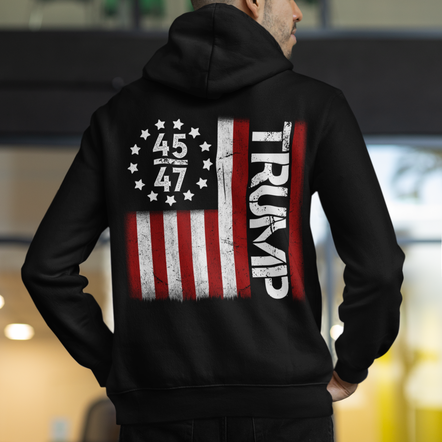 Trump 45 47 Hoodie Patriotic Heavy Blend Hooded Sweatshirt