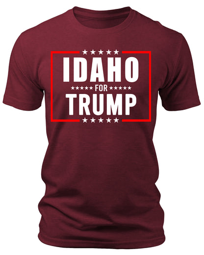 Men's Idaho for Trump 2024 T-Shirts Short Patriotic Sleeve Crewneck Graphic Tees