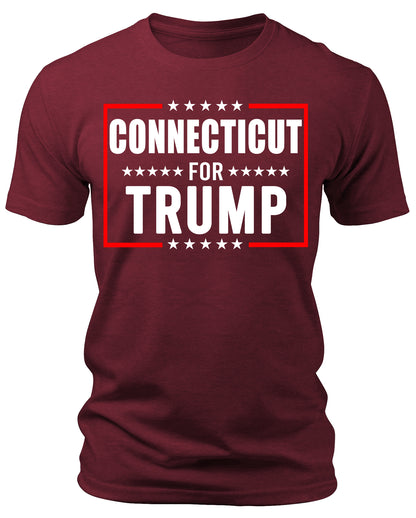 Men's Connecticut for Trump 2024 T-Shirts Short Patriotic Sleeve Crewneck Graphic Tees