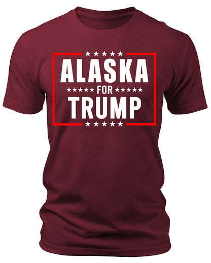 Men's Alaska for Trump 2024 T-Shirts Short Patriotic Sleeve Crewneck Graphic Tees