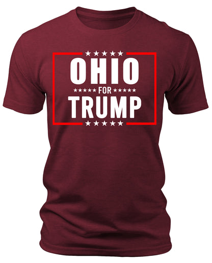 Men's Ohio for Trump 2024 T-Shirts Short Patriotic Sleeve Crewneck Graphic Tees