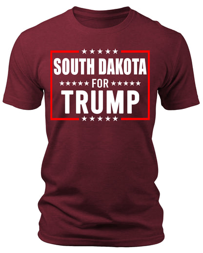 Men's South Dakota for Trump 2024 T-Shirts Short Patriotic Sleeve Crewneck Graphic Tees