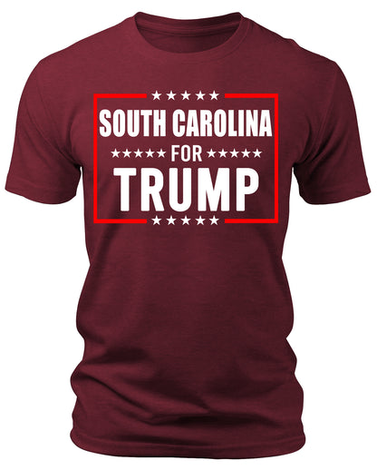 Men's South Carolina for Trump 2024 T-Shirts Short Patriotic Sleeve Crewneck Graphic Tees