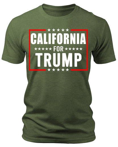 Men's California for Trump 2024 T-Shirts Short Patriotic Sleeve Crewneck Graphic Tees