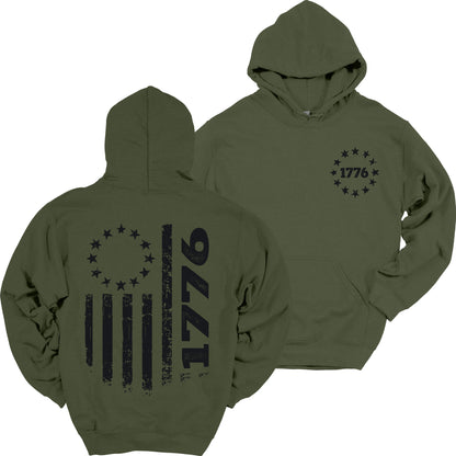 1776 Flag Hoodie Patriotic Heavy Blend Hooded Sweatshirt