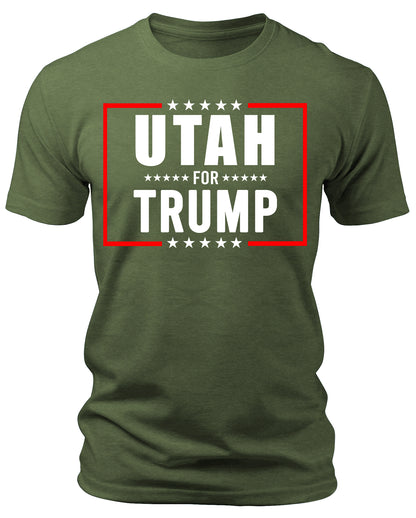 Men's Utah for Trump 2024 T-Shirts Short Patriotic Sleeve Crewneck Graphic Tees