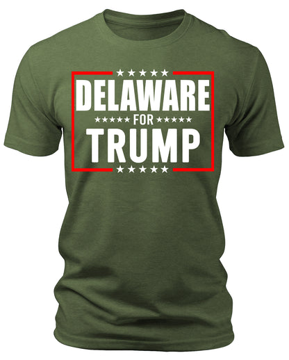 Men's Delaware for Trump 2024 T-Shirts Short Patriotic Sleeve Crewneck Graphic Tees