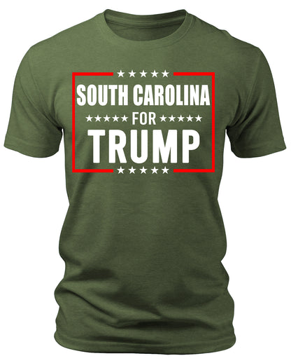 Men's South Carolina for Trump 2024 T-Shirts Short Patriotic Sleeve Crewneck Graphic Tees