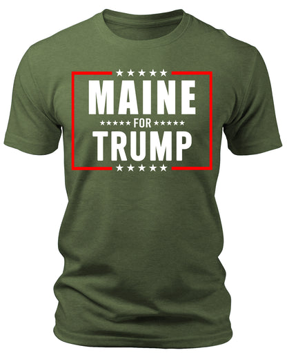 Men's Maine for Trump 2024 T-Shirts Short Patriotic Sleeve Crewneck Graphic Tees