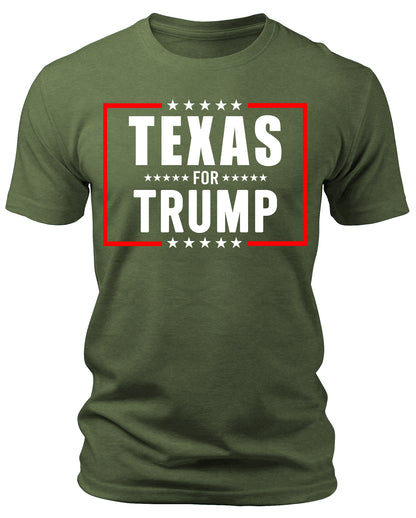 Men's Texas for Trump 2024 T-Shirts Short Patriotic Sleeve Crewneck Graphic Tees