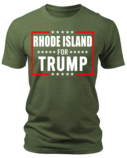 Men's Rhode Island for Trump 2024 T-Shirts Short Patriotic Sleeve Crewneck Graphic Tees