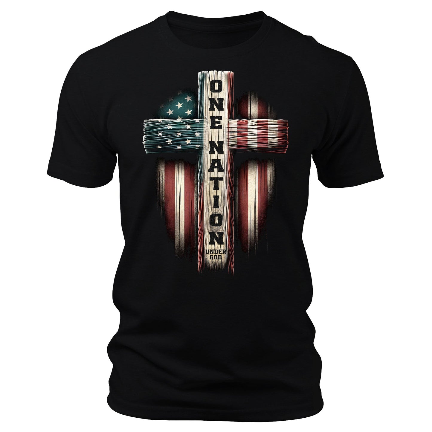 Men's Graphic T Shirts - One Nation Under God Patriotic Crewneck Shirt