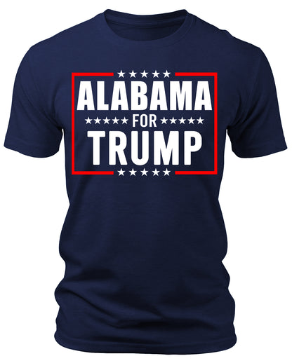 Men's Alabama for Trump 2024 T-Shirts Short Patriotic Sleeve Crewneck Graphic Tees