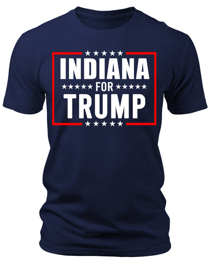 Men's Indiana for Trump 2024 T-Shirts Short Patriotic Sleeve Crewneck Graphic Tees