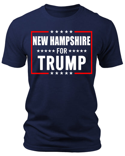 Men's New Hampshire for Trump 2024 T-Shirts Short Patriotic Sleeve Crewneck Graphic Tees