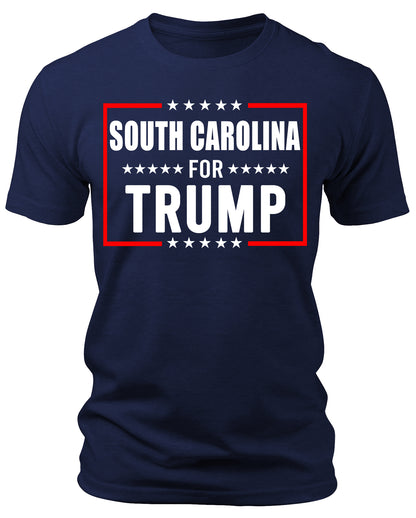 Men's South Carolina for Trump 2024 T-Shirts Short Patriotic Sleeve Crewneck Graphic Tees