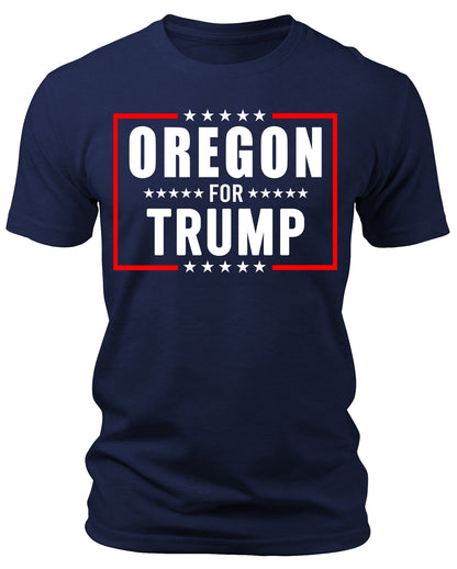 Men's Oregon for Trump 2024 T-Shirts Short Patriotic Sleeve Crewneck Graphic Tees