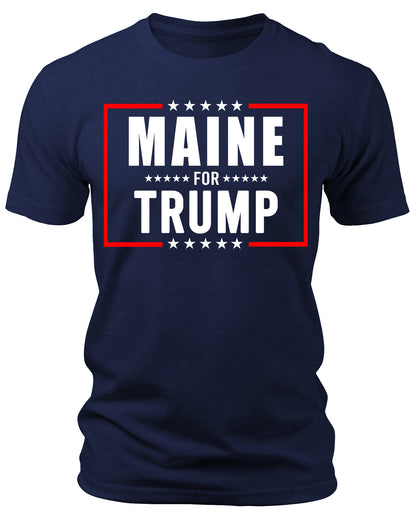 Men's Maine for Trump 2024 T-Shirts Short Patriotic Sleeve Crewneck Graphic Tees