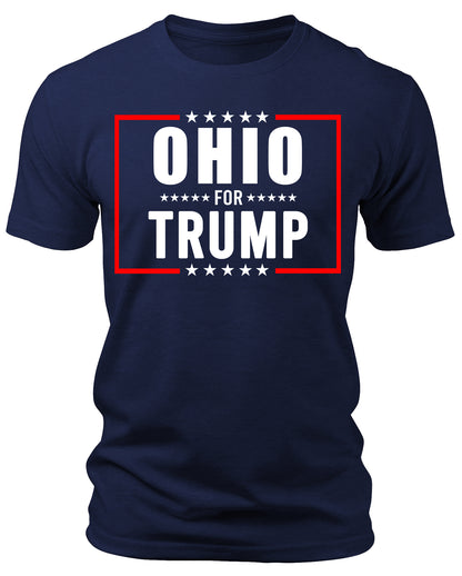 Men's Ohio for Trump 2024 T-Shirts Short Patriotic Sleeve Crewneck Graphic Tees