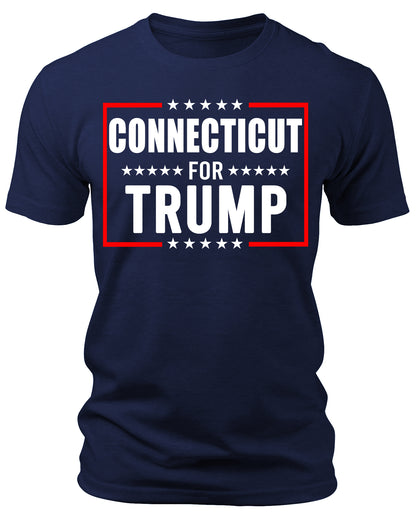 Men's Connecticut for Trump 2024 T-Shirts Short Patriotic Sleeve Crewneck Graphic Tees