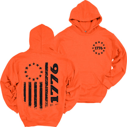 1776 Flag Hoodie Patriotic Heavy Blend Hooded Sweatshirt