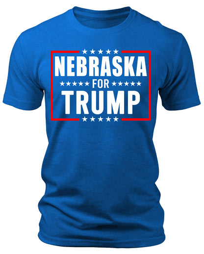 Men's Nebraska for Trump 2024 T-Shirts Short Patriotic Sleeve Crewneck Graphic Tees