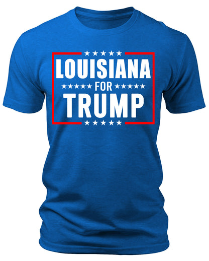 Men's Louisiana for Trump 2024 T-Shirts Short Patriotic Sleeve Crewneck Graphic Tees