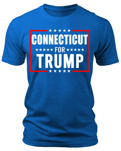 Men's Connecticut for Trump 2024 T-Shirts Short Patriotic Sleeve Crewneck Graphic Tees