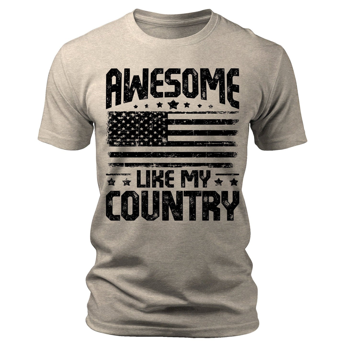 Men's Awesome Like My Country T-Shirts Patriotic Short Sleeve Crewneck Graphic Tees