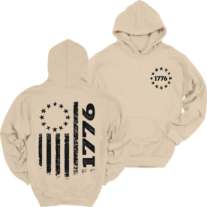 1776 Flag Hoodie Patriotic Heavy Blend Hooded Sweatshirt